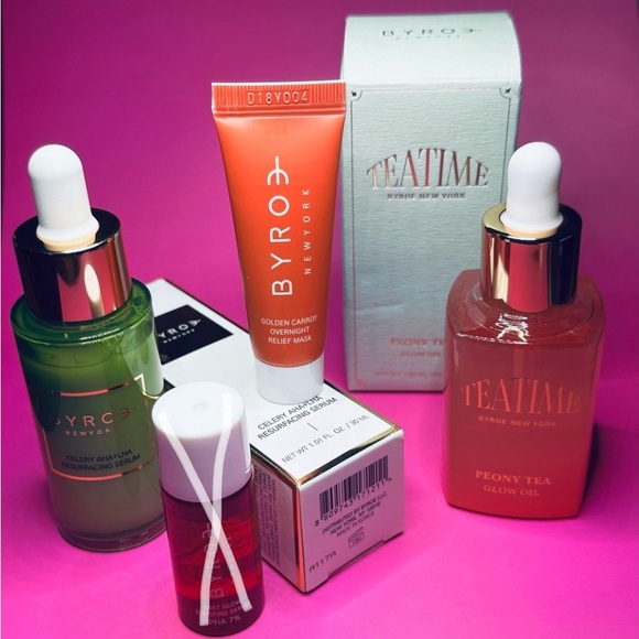 Byroe TeaTime Peony, Celery AHA Serum & Carrot Mask Bundle. New - Picture 3 of 11